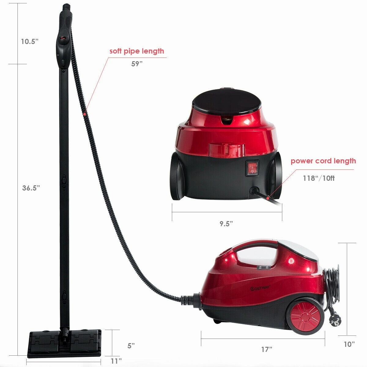 Costway 2000W Heavy Duty Steam Cleaner Mop Multi-Purpose W/19