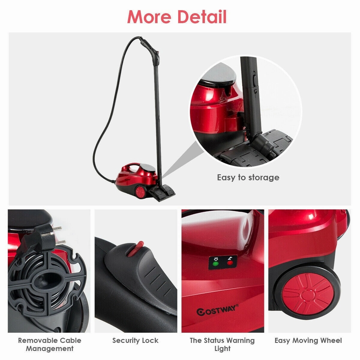 Costway 2000W Heavy Duty Steam Cleaner Mop Multi-Purpose W/19