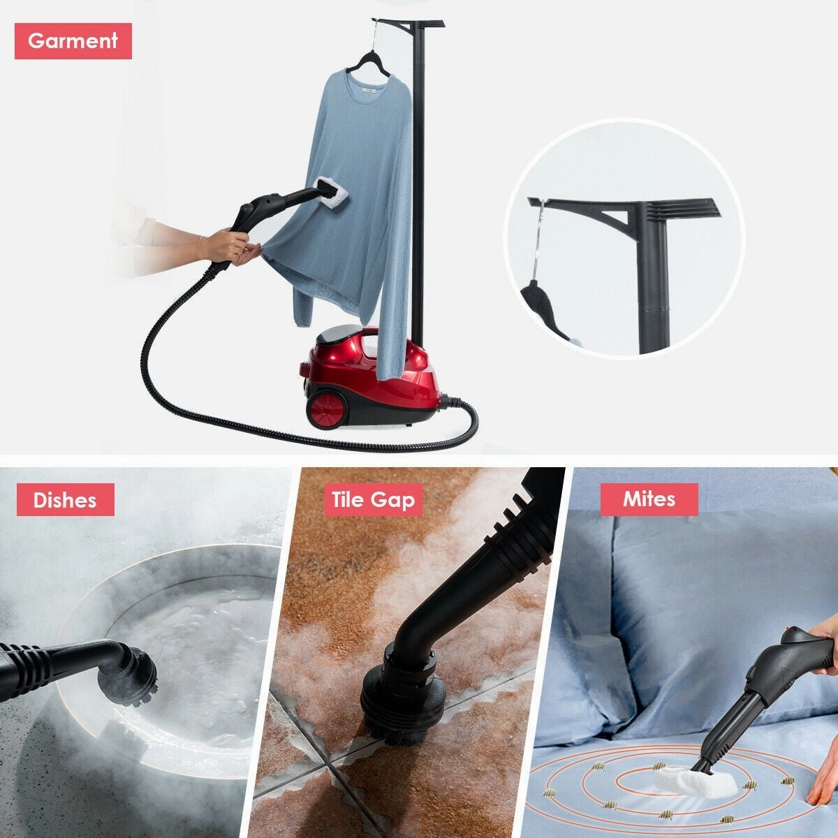 Costway 2000W Heavy Duty Steam Cleaner Mop Multi-Purpose W/19