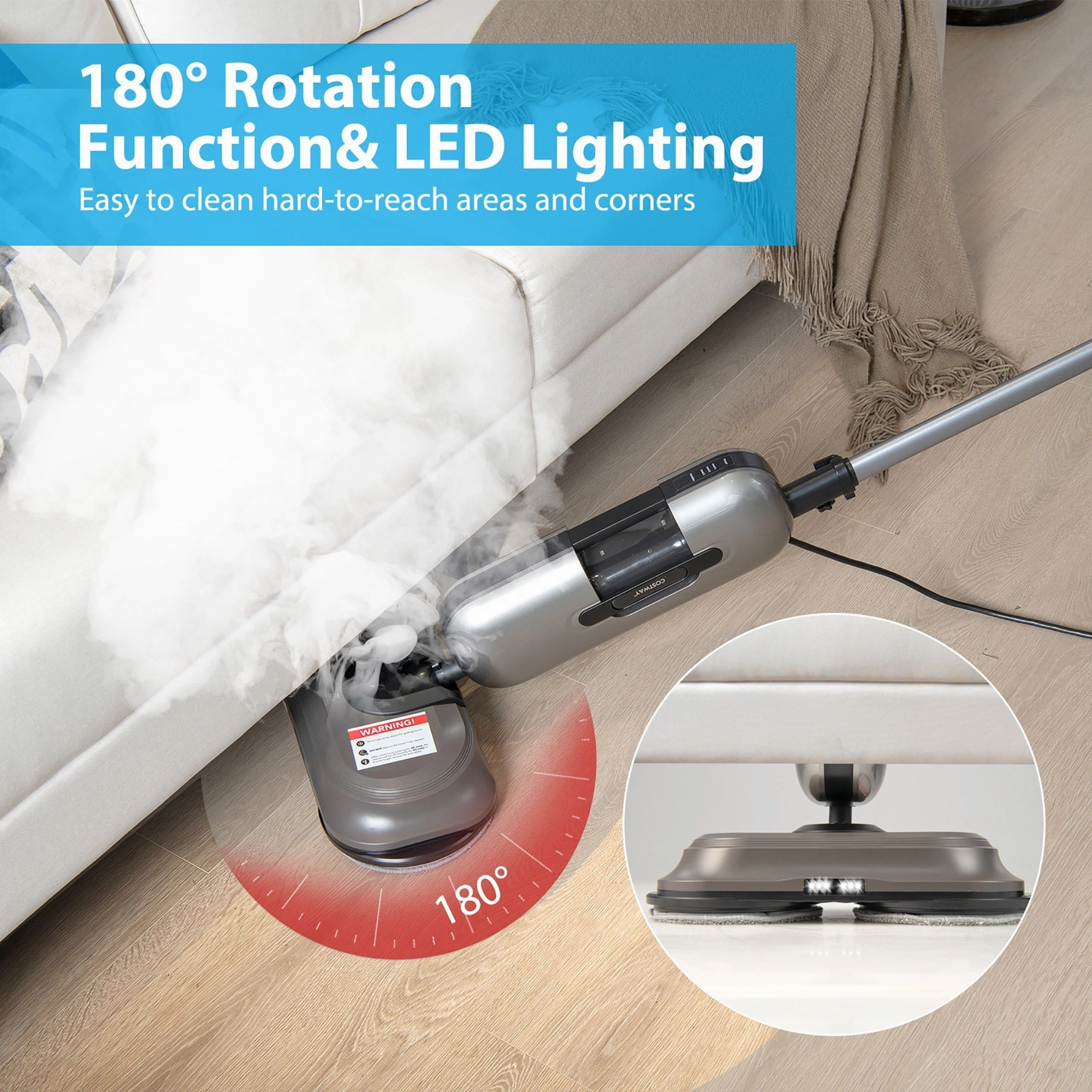 Costway Steam Mop Electric Cleaner Steamer w/ LED Headlights for - See Details