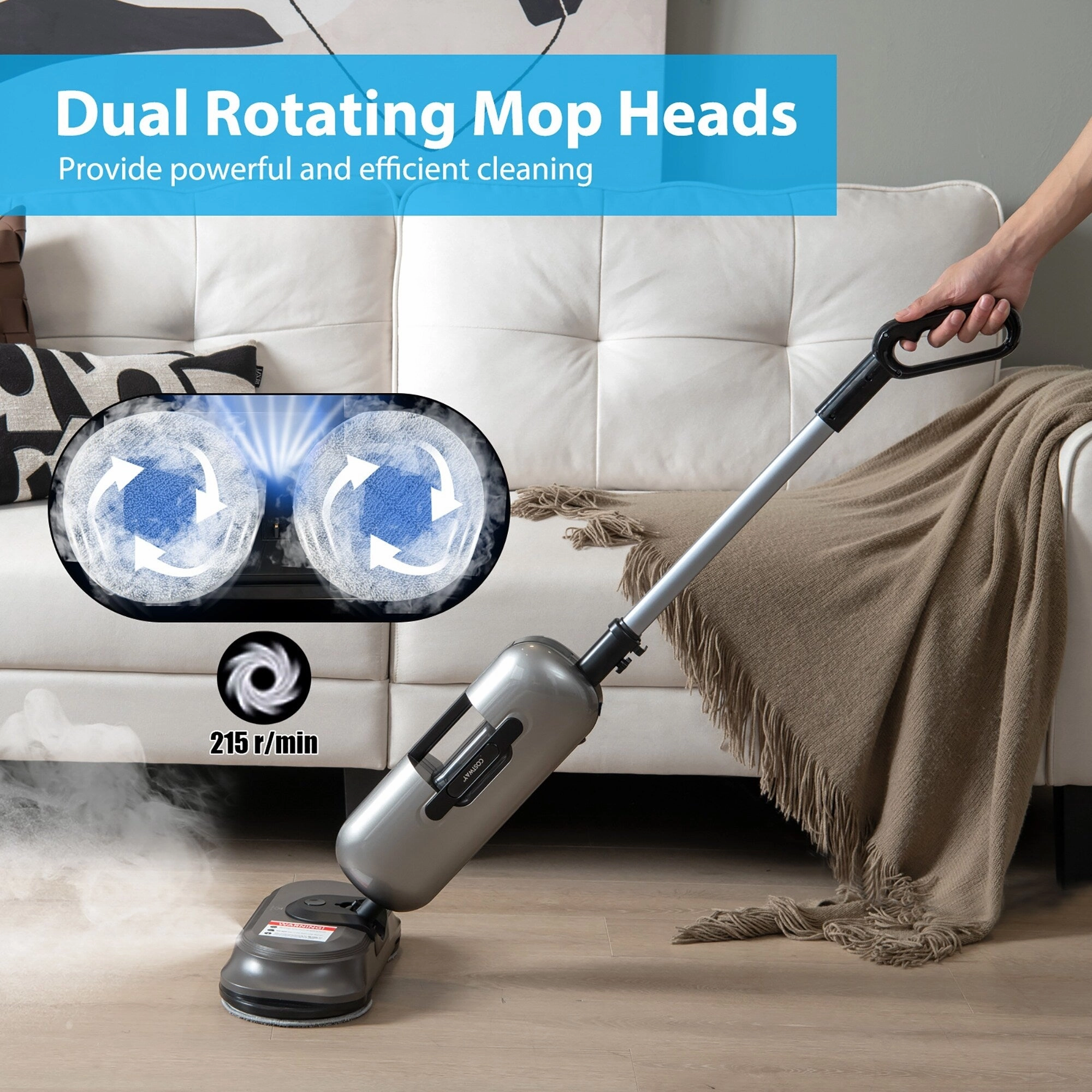 Costway Steam Mop Electric Cleaner Steamer w/ LED Headlights for - See Details