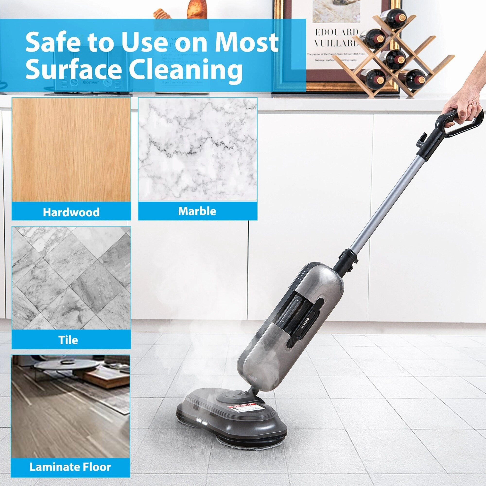 Costway Steam Mop Electric Cleaner Steamer w/ LED Headlights for - See Details