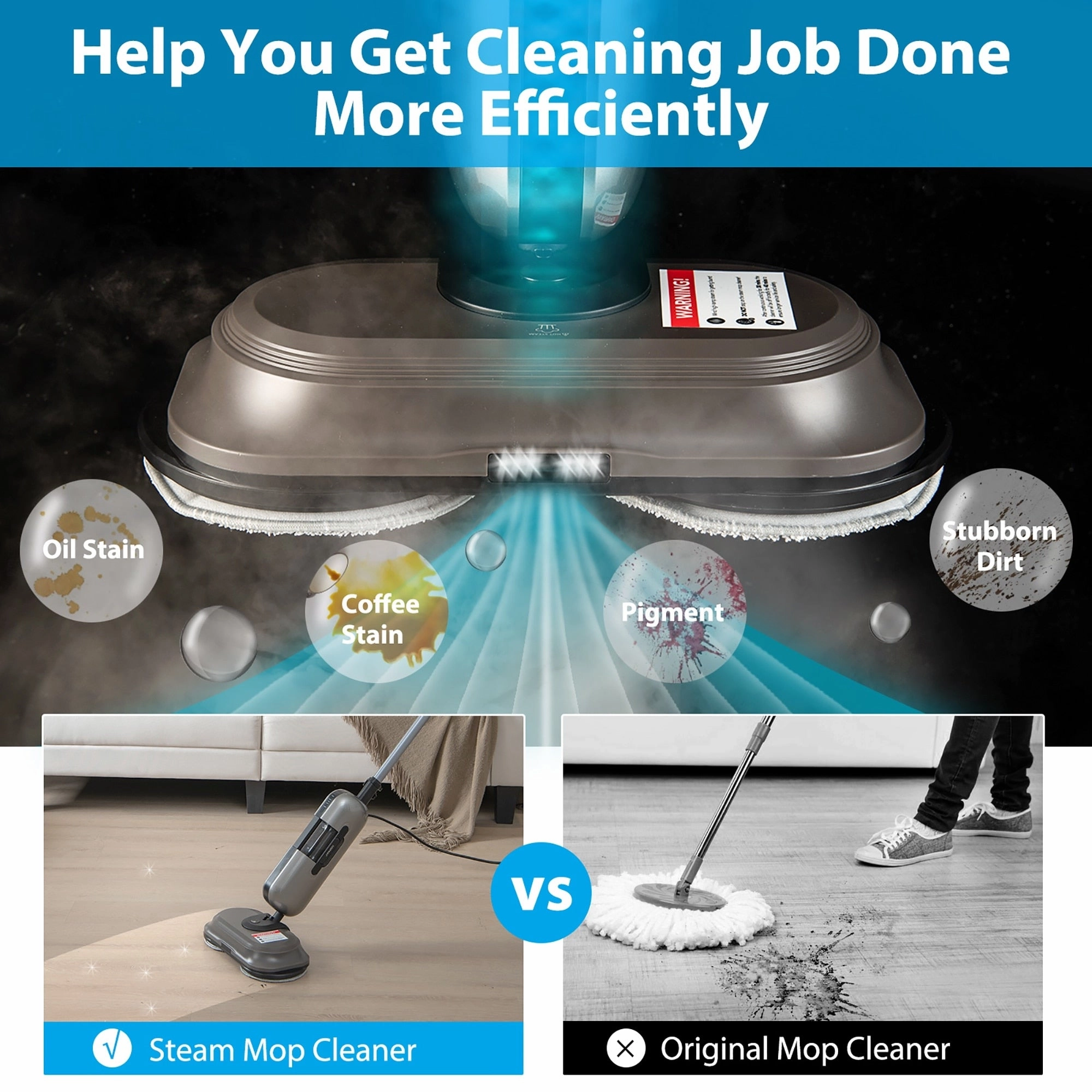 Costway Steam Mop Electric Cleaner Steamer w/ LED Headlights for - See Details