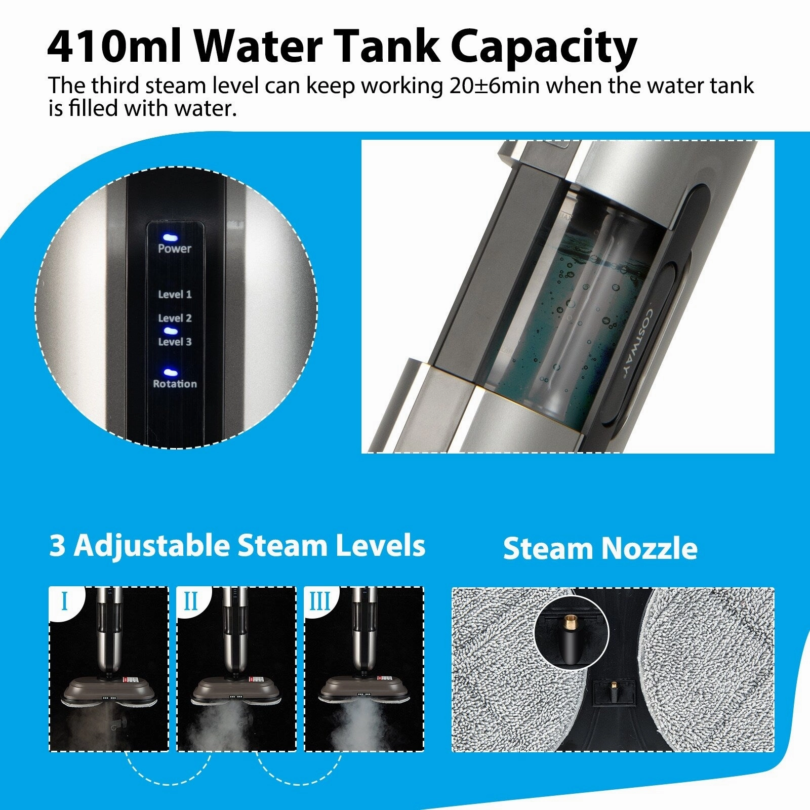 Costway Steam Mop Electric Cleaner Steamer w/ LED Headlights for - See Details