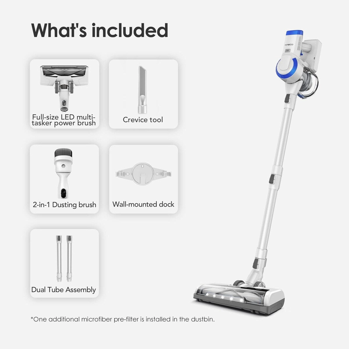 Essentials Cordless Stick Vacuum Cleaner. Lightweight and Quiet.LED Headlights. Powerful Handheld Vacuum for Hard Floor Carpet