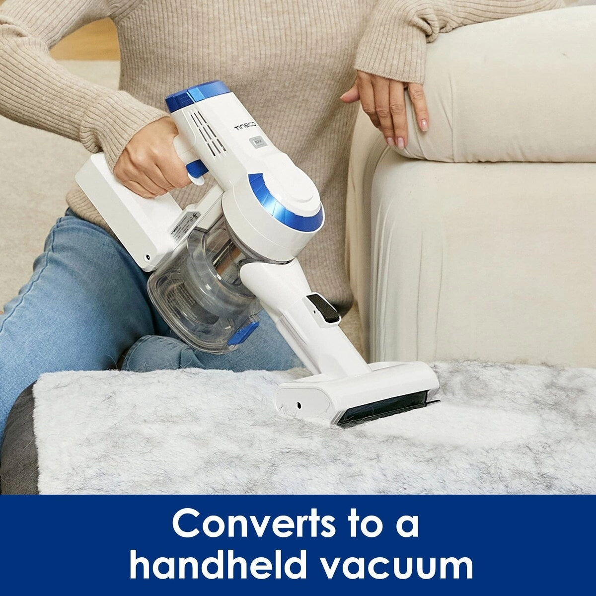 Essentials Cordless Stick Vacuum Cleaner. Lightweight and Quiet.LED Headlights. Powerful Handheld Vacuum for Hard Floor Carpet