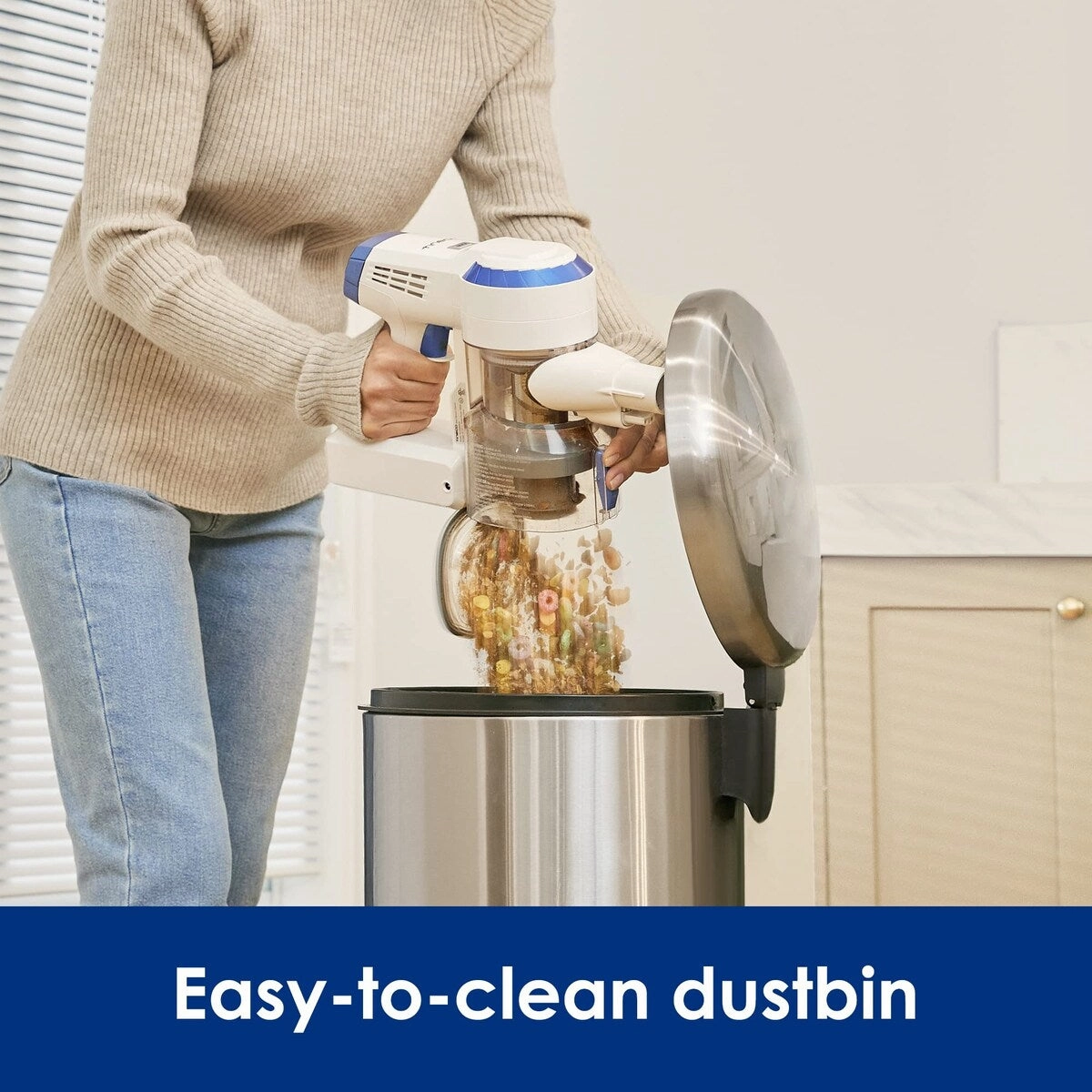 Essentials Cordless Stick Vacuum Cleaner. Lightweight and Quiet.LED Headlights. Powerful Handheld Vacuum for Hard Floor Carpet