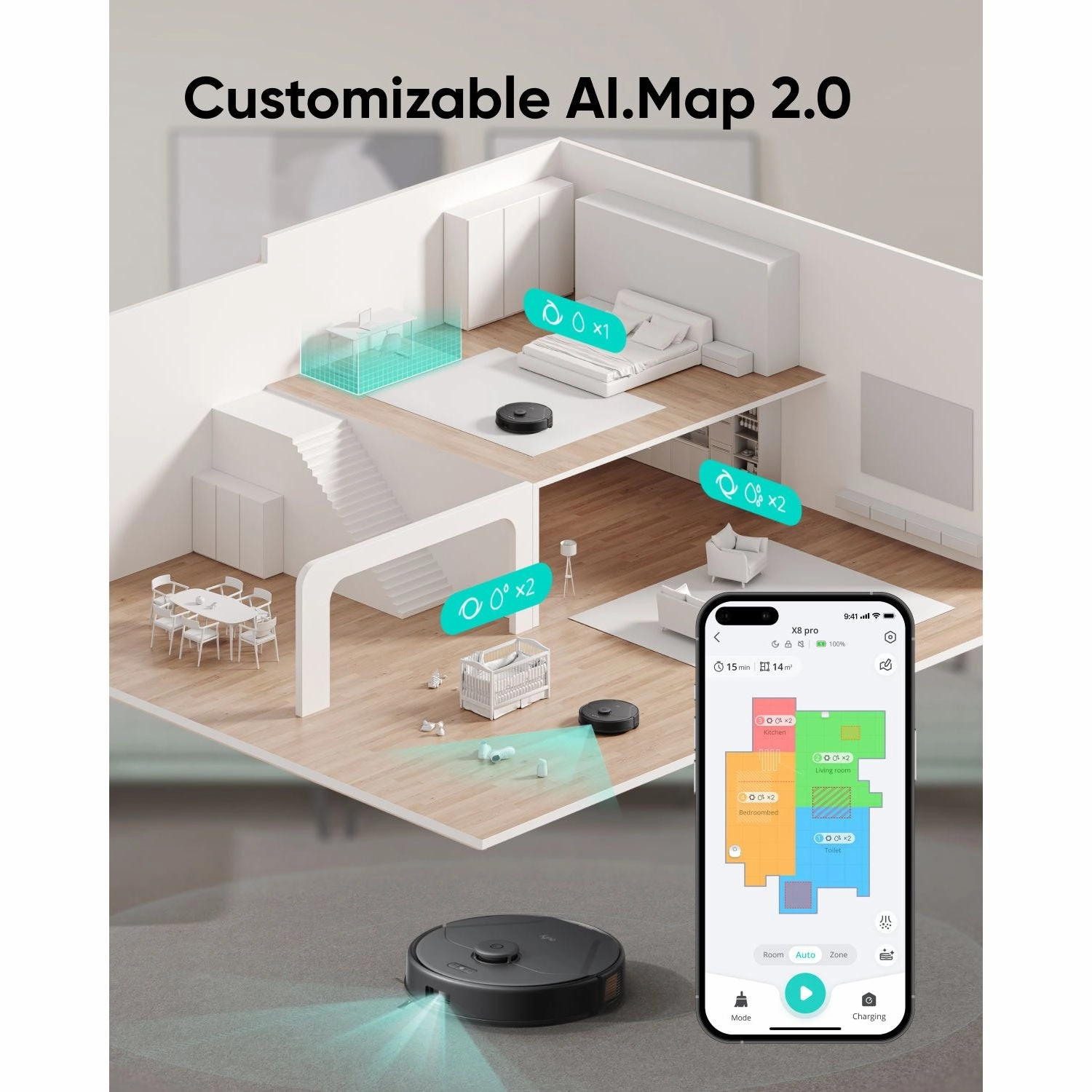 Eufy Clean X8 Pro Robot Vacuum Cleaner with Self-Empty Station - Black | T2276V11