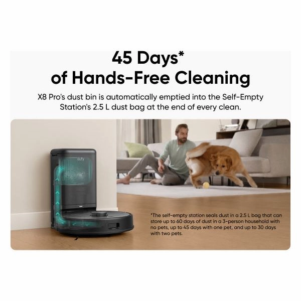 Eufy Clean X8 Pro Robot Vacuum Cleaner with Self-Empty Station - Black | T2276V11