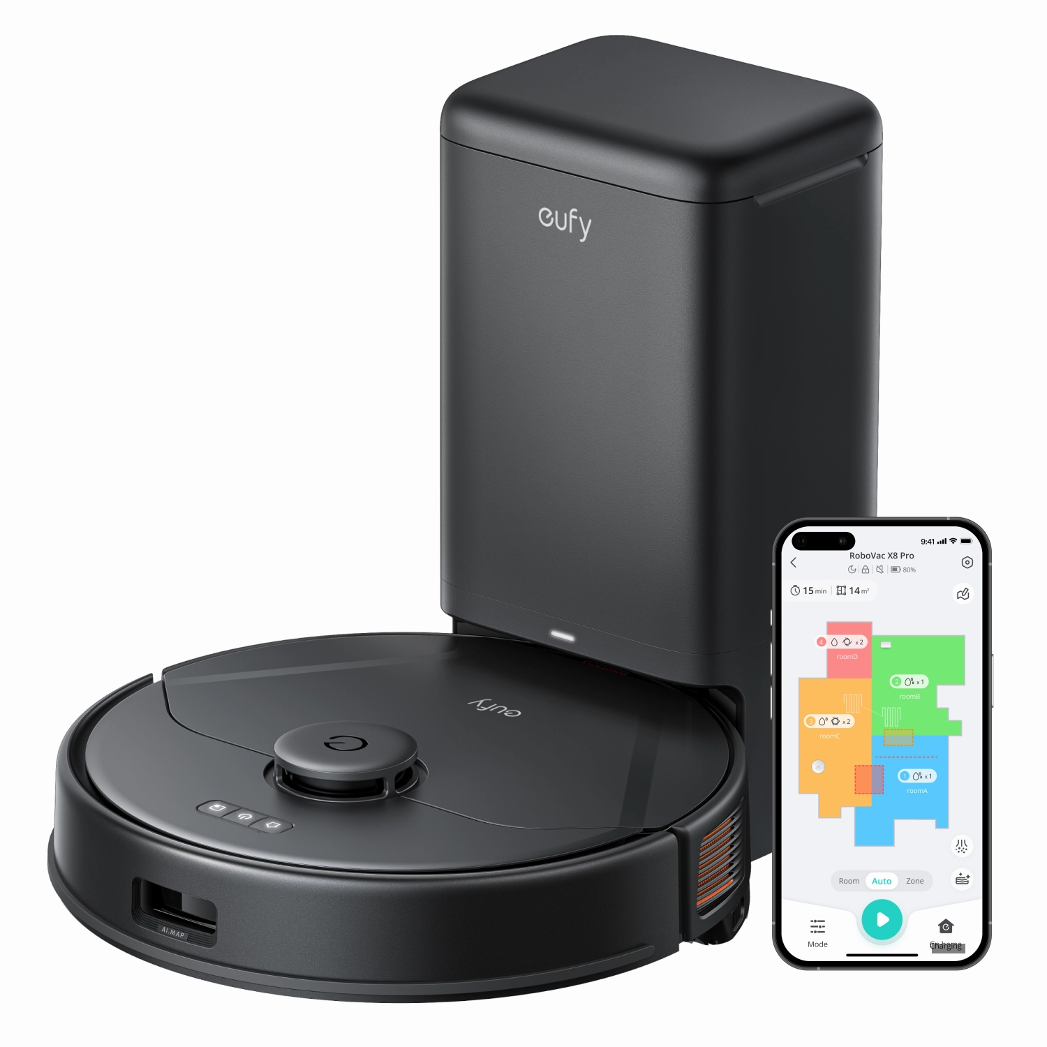 Eufy Clean X8 Pro Robot Vacuum Cleaner with Self-Empty Station - Black | T2276V11