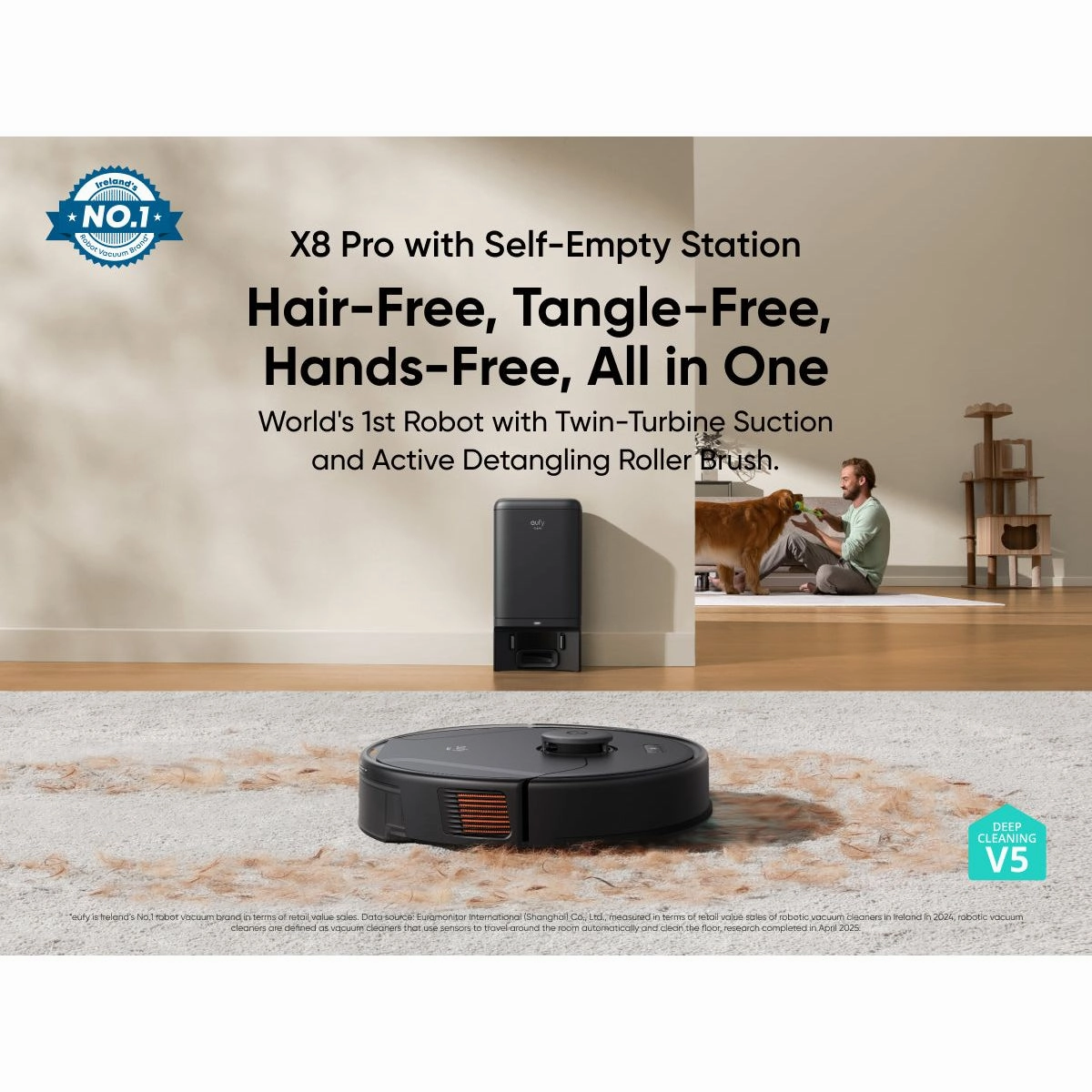 Eufy Clean X8 Pro Robot Vacuum Cleaner with Self-Empty Station - Black | T2276V11
