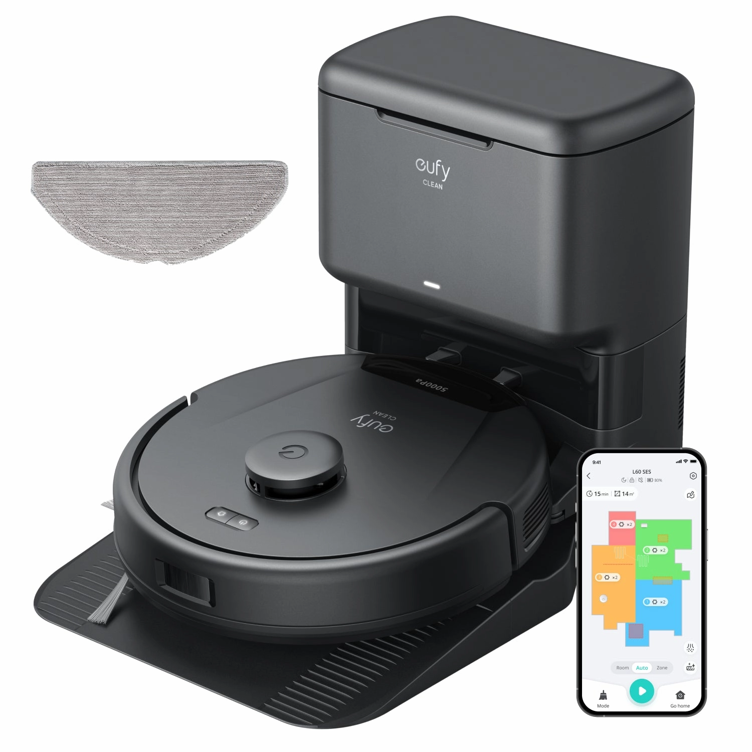 Eufy L60 Hybrid Robot Vacuum Cleaner with Self Cleaning Station - Black | T2278V11