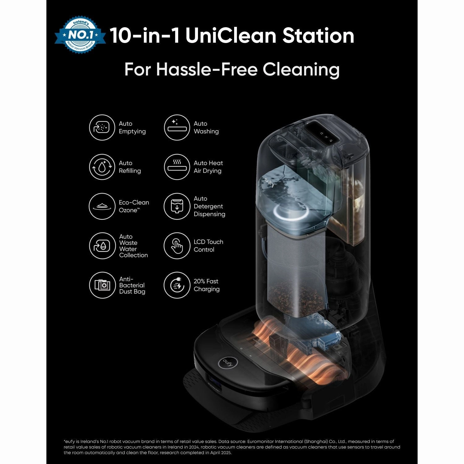 Eufy Omni S1 Pro   Filters Robot Vacuum Cleaner - Black | T2080GA1