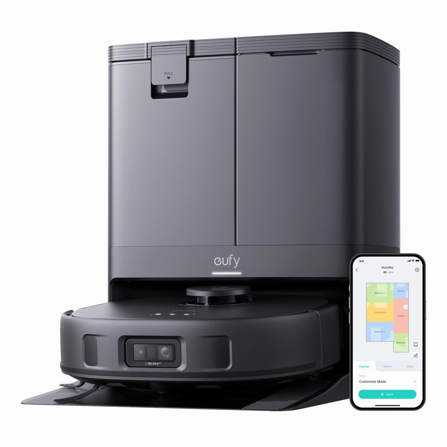 Eufy X10 Pro Omni Bagless Robot Vacuum Cleaner with Self-Empty Station - Black | T2351V11