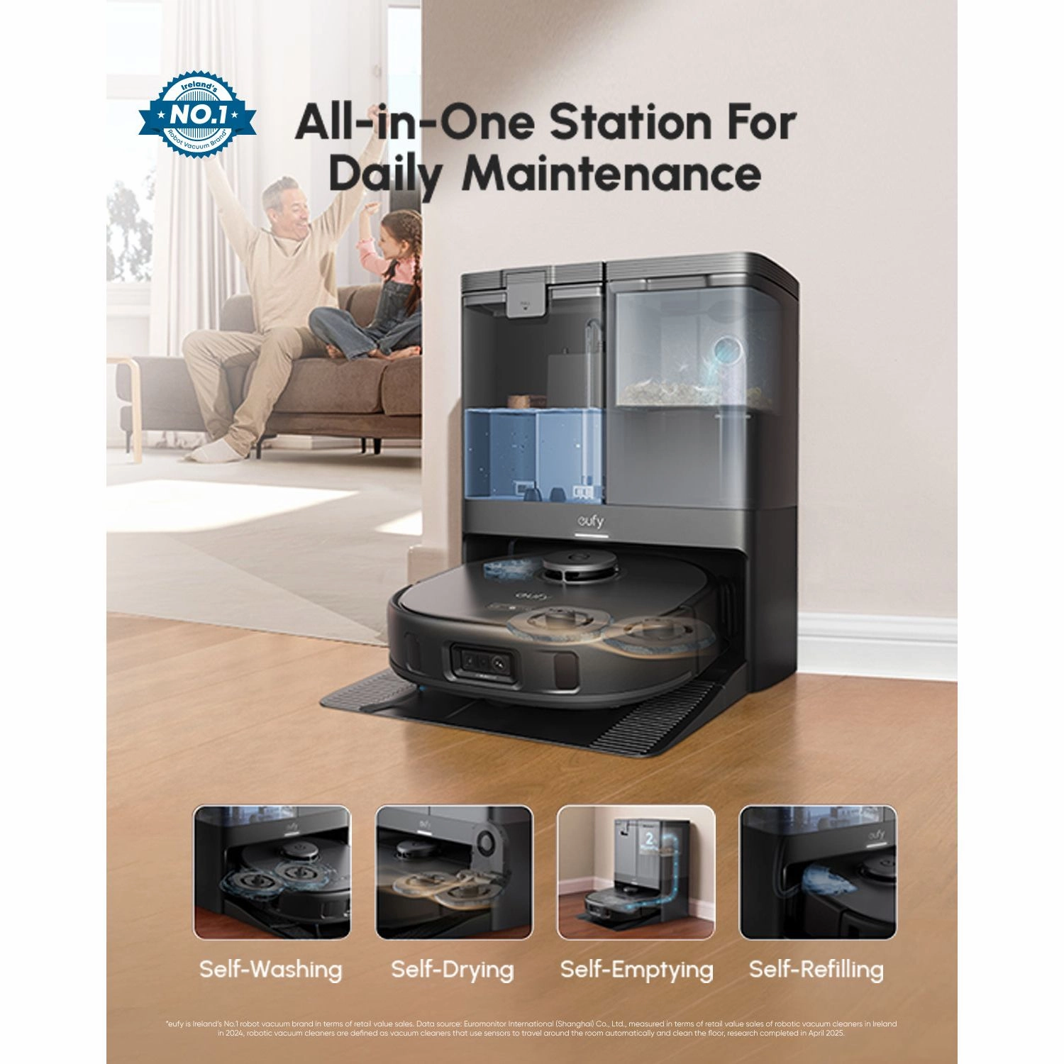 Eufy X10 Pro Omni Bagless Robot Vacuum Cleaner with Self-Empty Station - Black | T2351V11