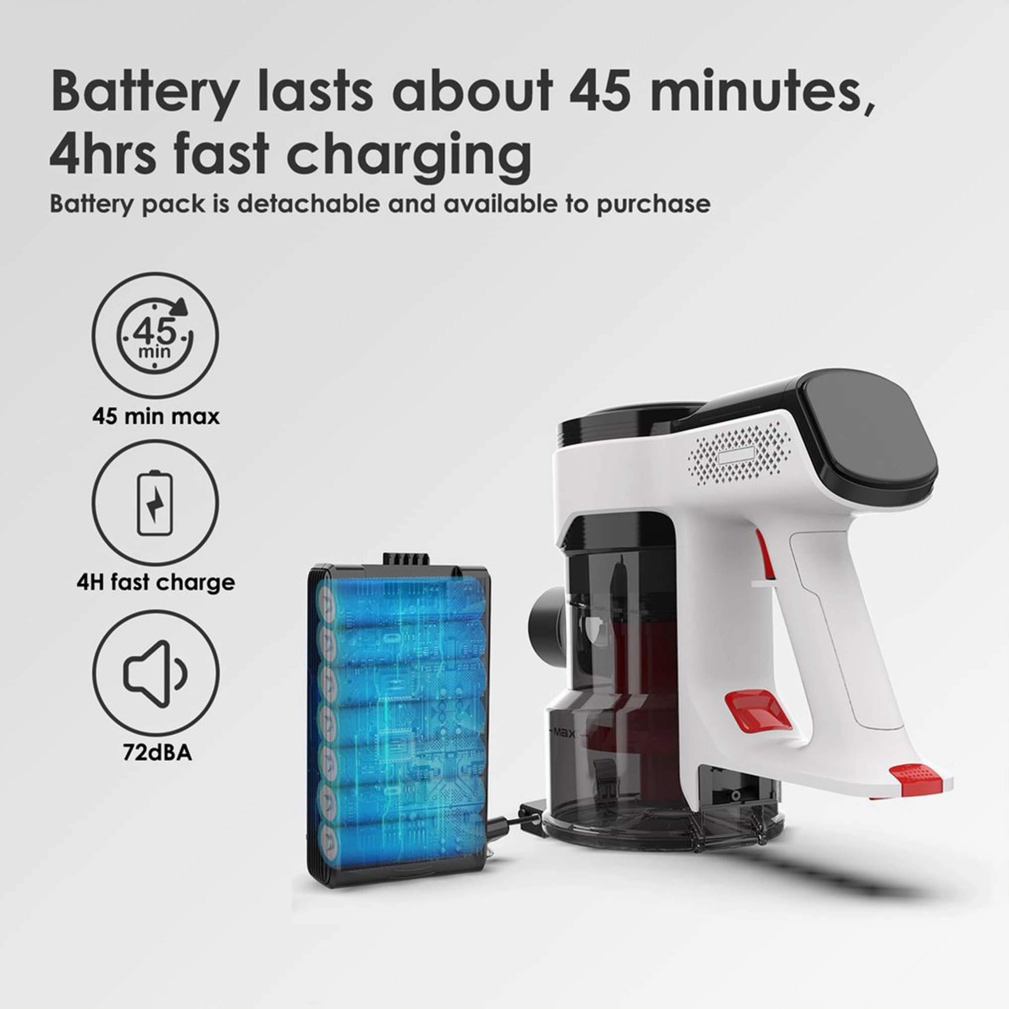 Evereze Cordless Vacuum Cleaner with 45 Minute Runtime and 1.1 Qt Large Dust Cup - 7.5
