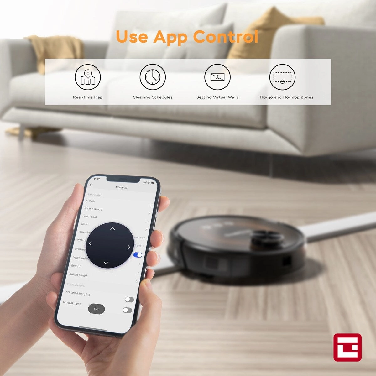 Geek Smart L8 2700 PA Suction Robot Vacuum Cleaner and Mop. LDS Navigation. Wi-Fi Connected APP