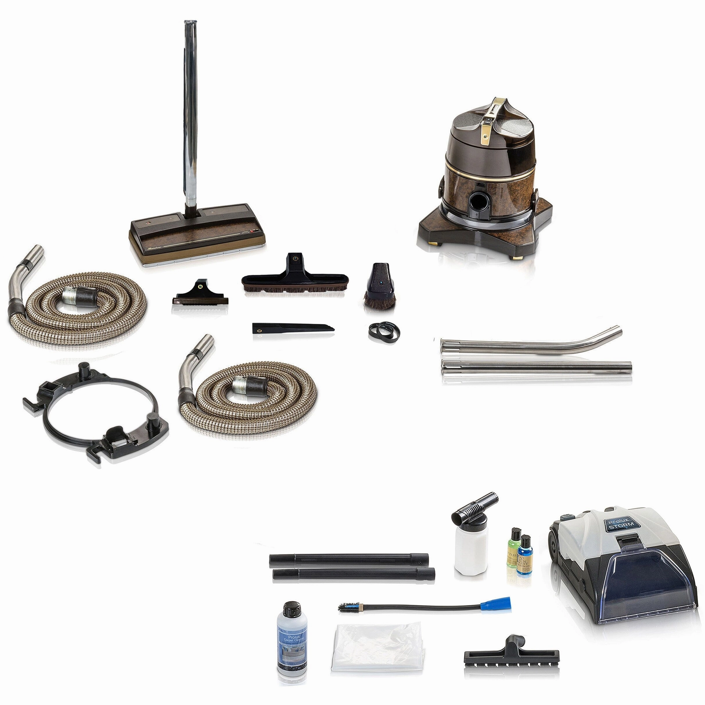 Genuine Rainbow D4 Vacuum Cleaner with Complete Home Care Tool Kit (Refurbished) and New Prolux 10 Piece Shampoo Kit