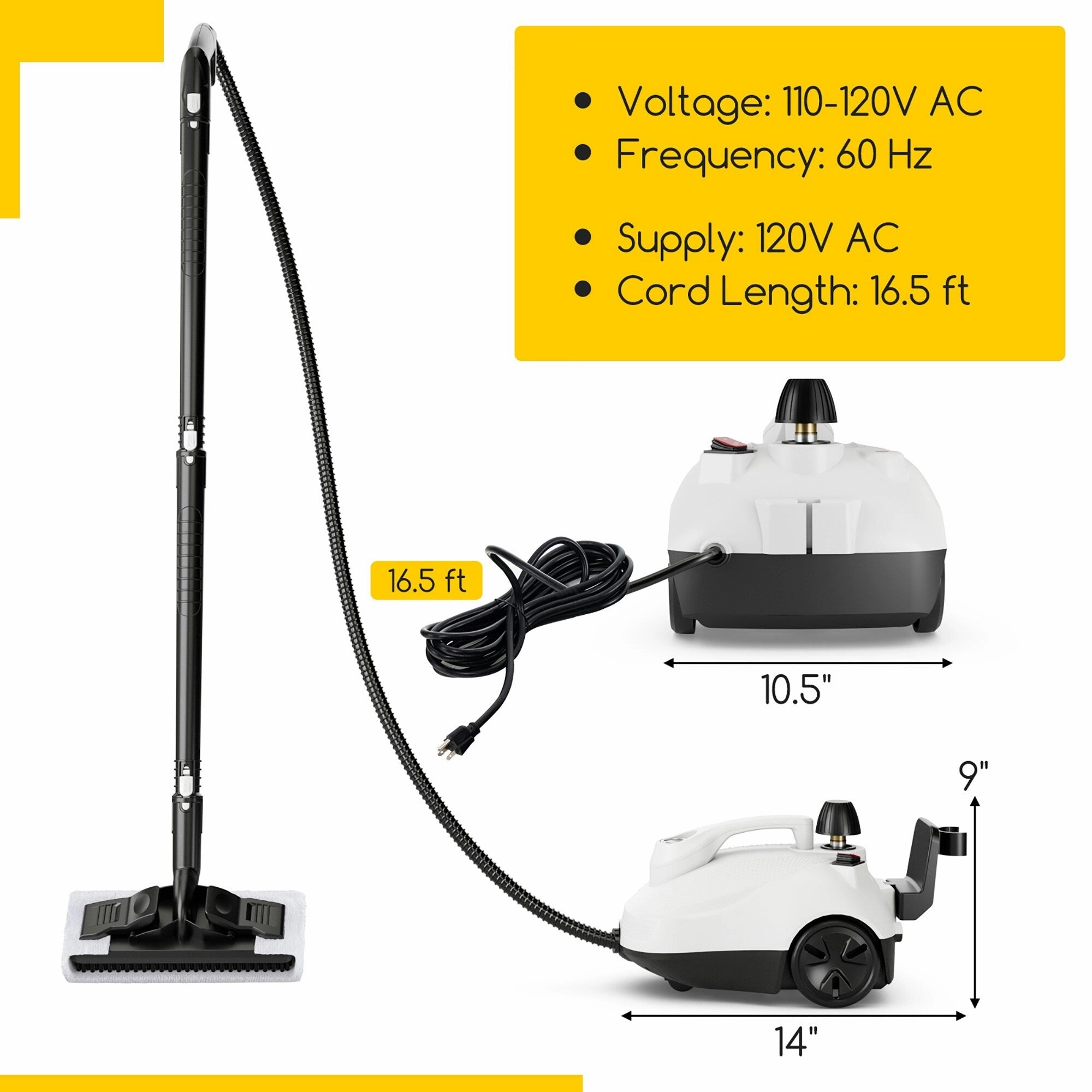Gymax 1800W Multi-Purpose Steam Cleaner w/ Trigger Lock Wheels & 61 OZ