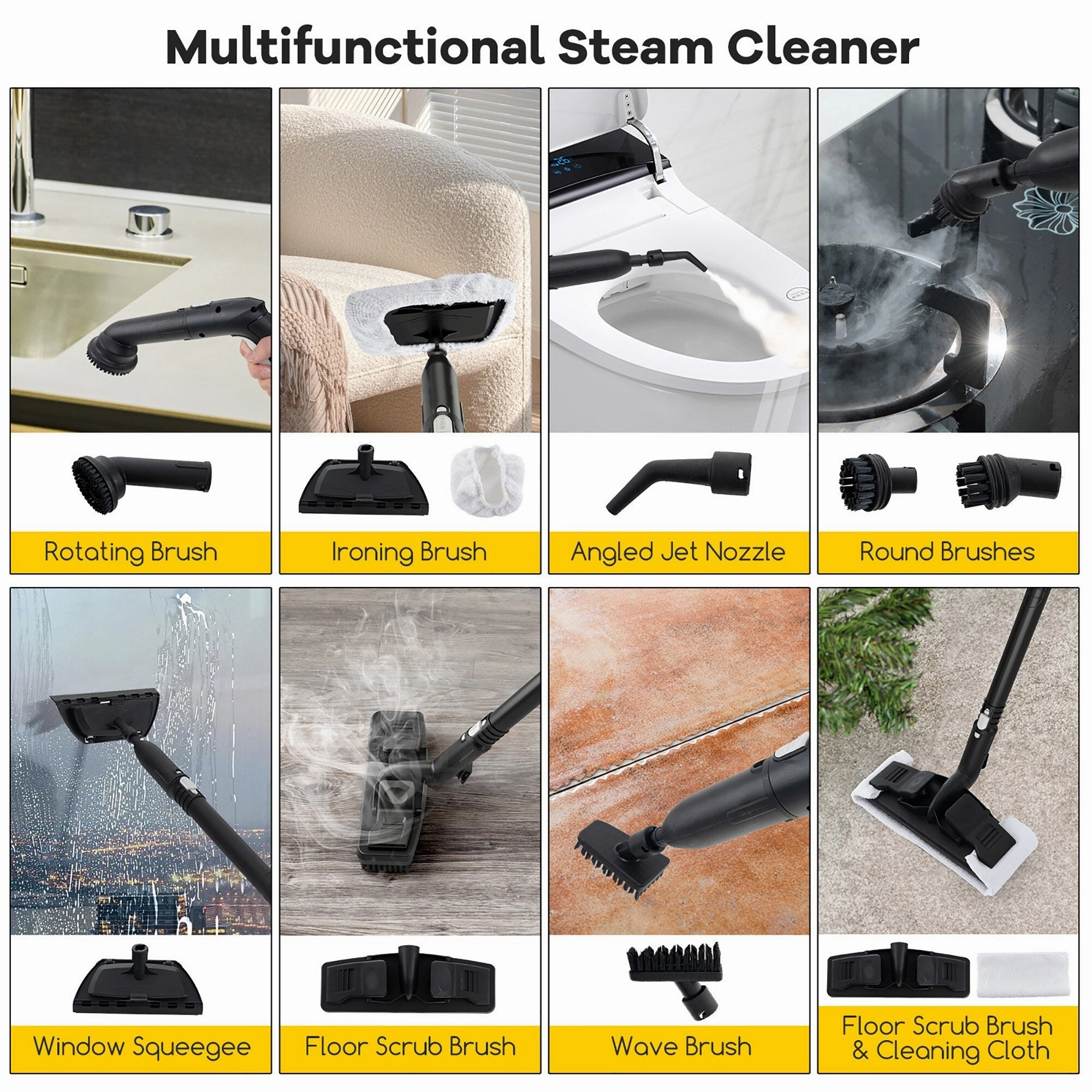 Gymax 1800W Multi-Purpose Steam Cleaner w/ Trigger Lock Wheels & 61 OZ