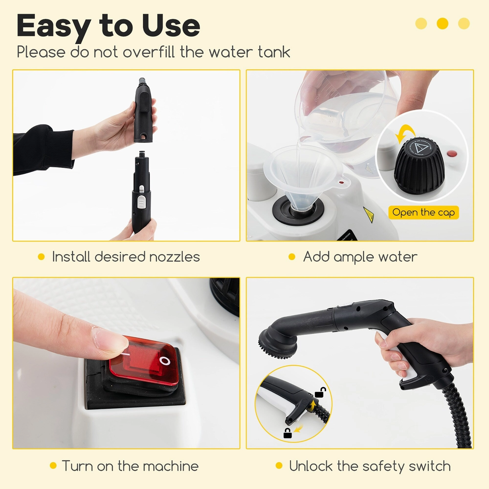 Gymax 1800W Multi-Purpose Steam Cleaner w/ Trigger Lock Wheels & 61 OZ