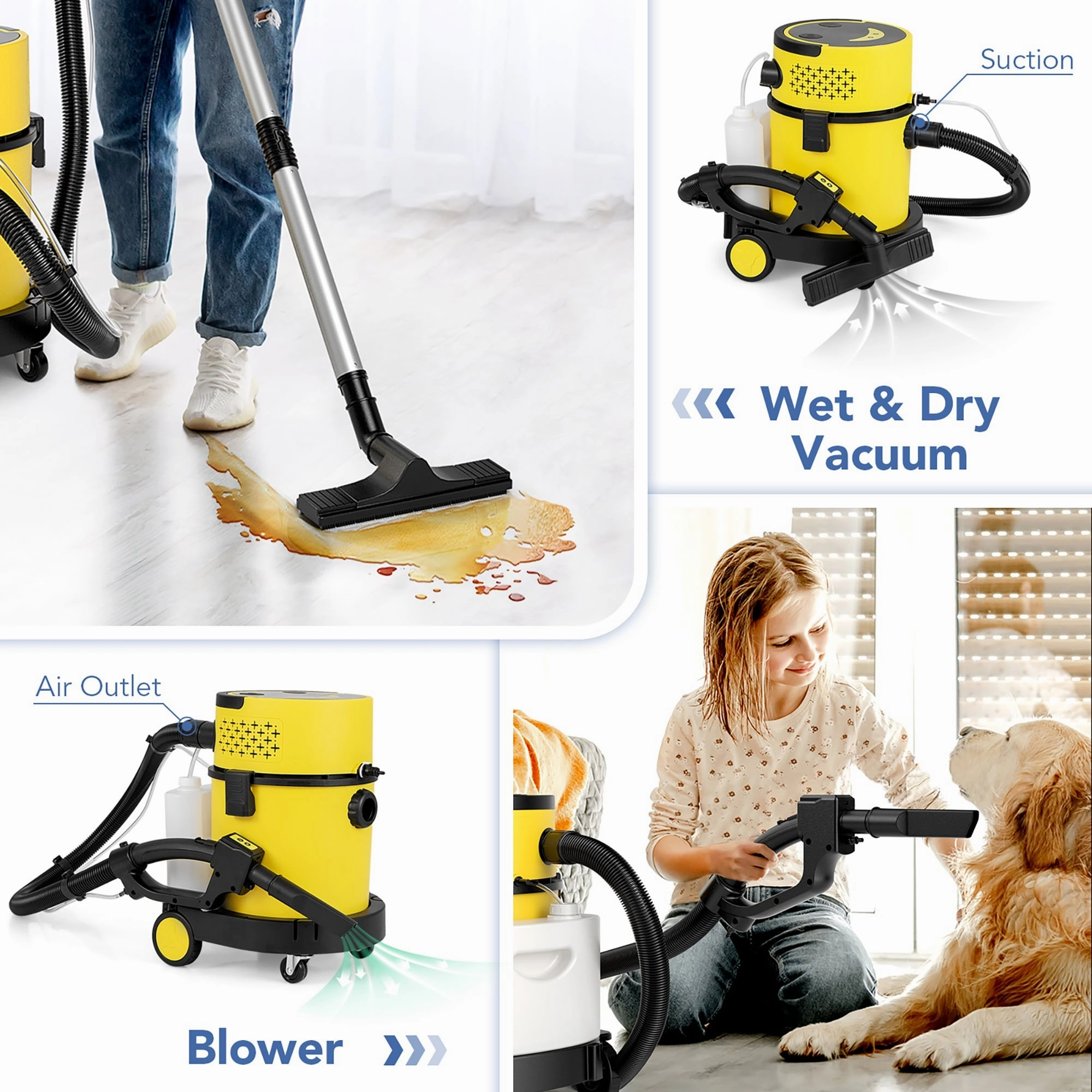 Gymax 4-in-1 Wet Dry Vacuum Cleaner w/ 5.5 Peak HP & 17 KPA Max