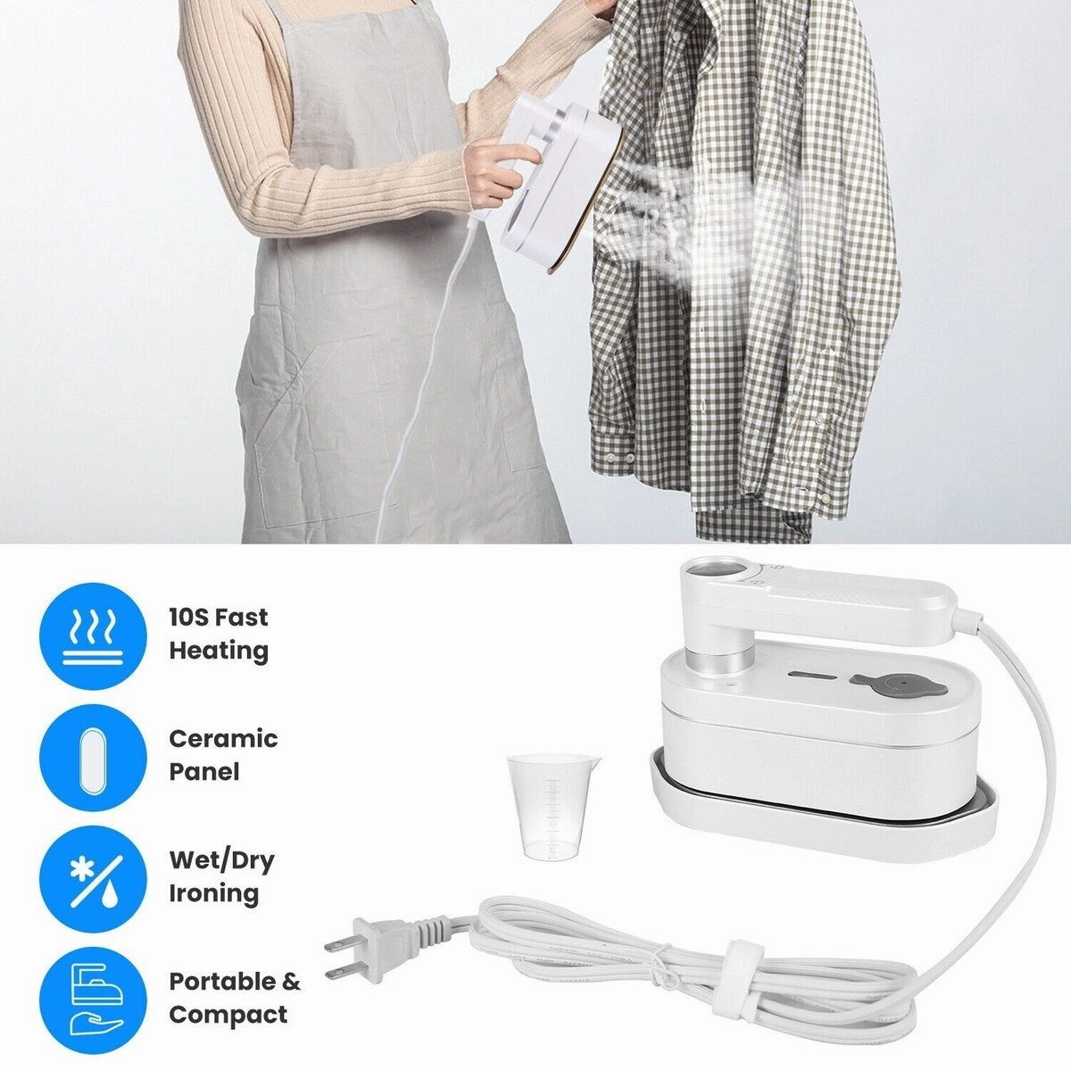 Handheld Clothes Steamer with 180 Degrees Rotating Head