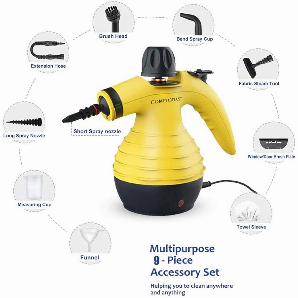 Handheld Steam Cleaner W/ Accessory Set Multifunctional Steam Cleaning