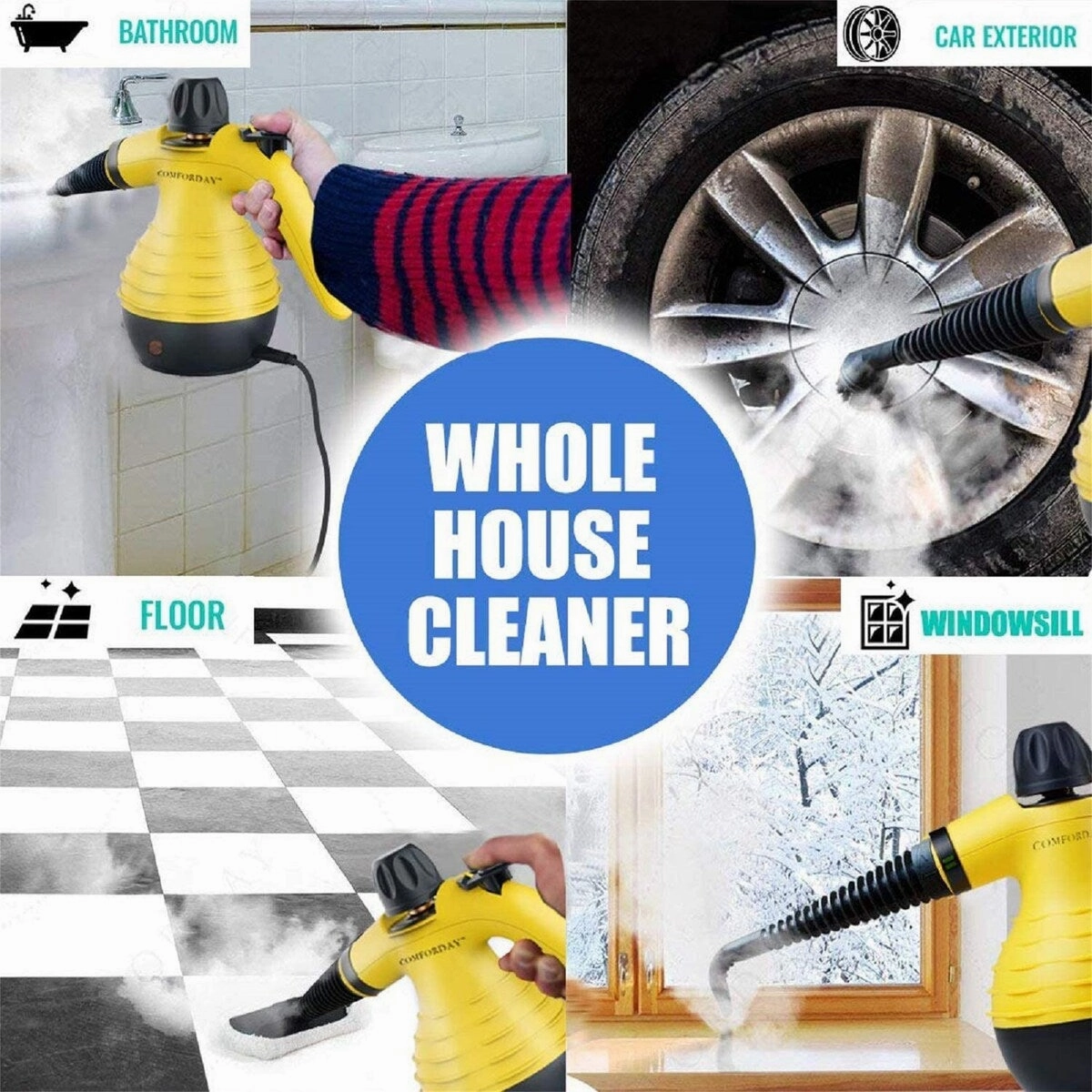 Handheld Steam Cleaner W/ Accessory Set Multifunctional Steam Cleaning