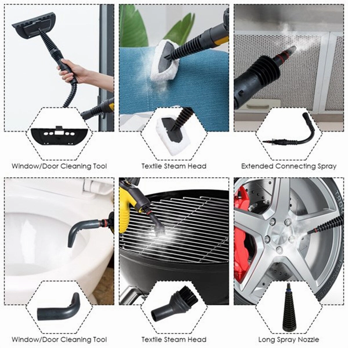 Handheld Steam Cleaner W/ Accessory Set Multifunctional Steam Cleaning