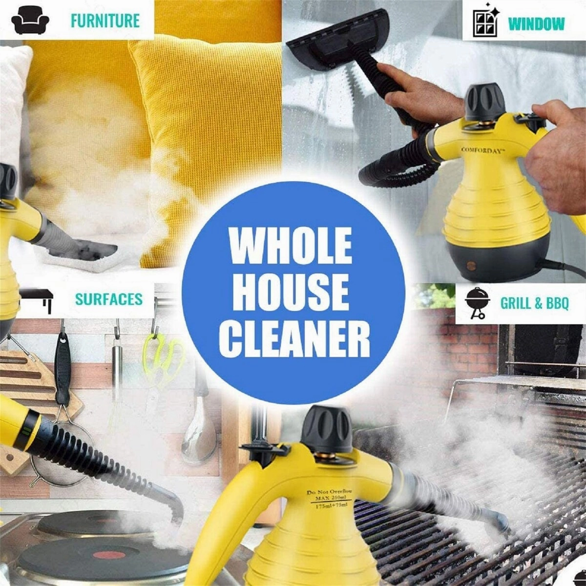 Handheld Steam Cleaner W/ Accessory Set Multifunctional Steam Cleaning
