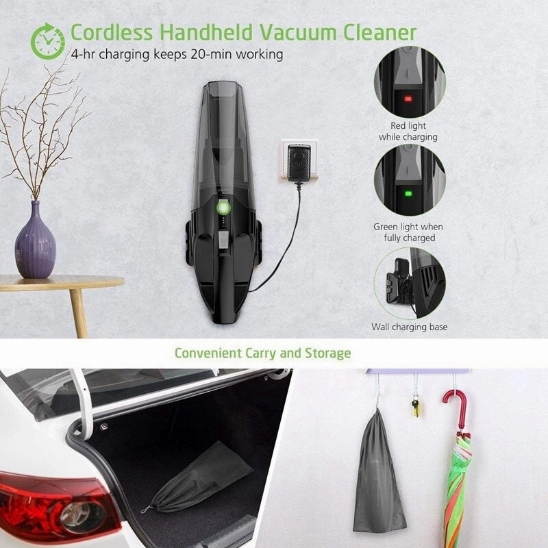 Holife Handheld Vacuum 4KPA Hand Vacuum Cordless Cleaner 2200mAh Lithium Battery