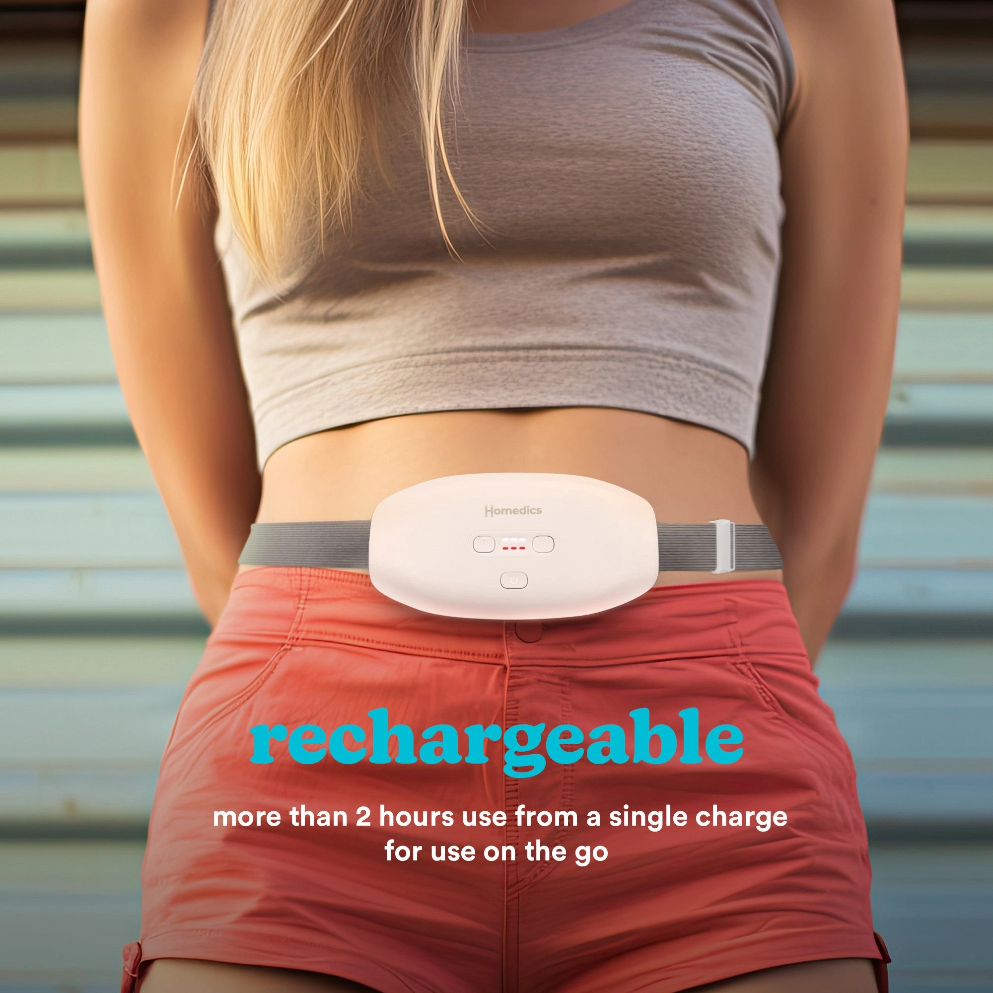 Homedics Cycle Comfort Heat and Vibration Belt - White & Grey | WMH-200H