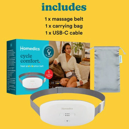 Homedics Cycle Comfort Heat and Vibration Belt - White & Grey | WMH-200H