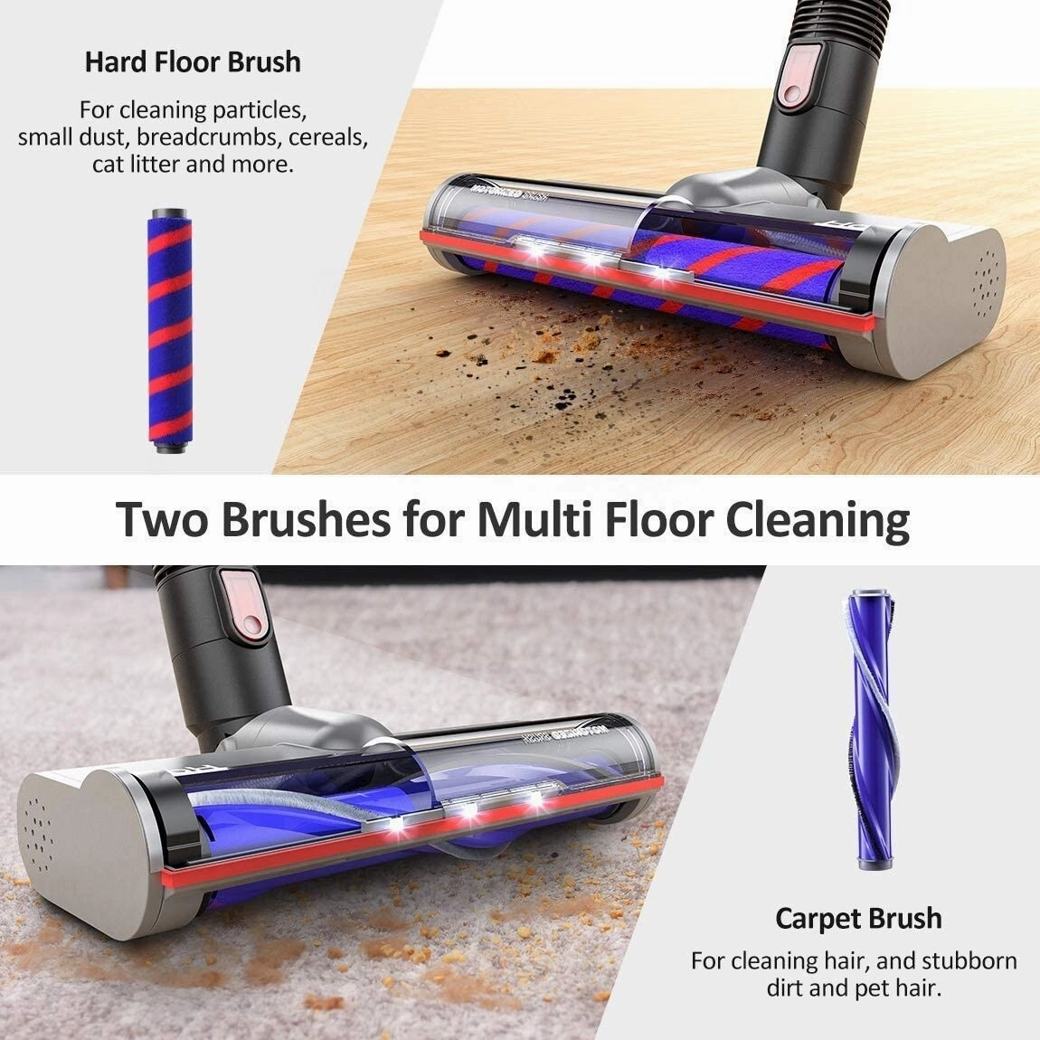 Homitt 2 in 1 Cordless Stick Vacuum Cleaner. Rechargeable Stick and Bagless Handheld Vacuum. for Carpet Pet Hair Floor. Blue