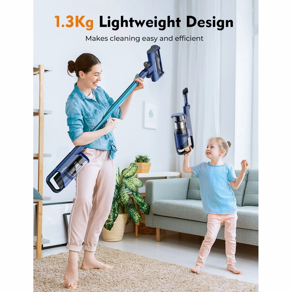 Hommak 6 in 1 Bagless Stick Vacuum Cordless Vacuum Cleaner. Lightweight Portable Quiet Handheld Vac