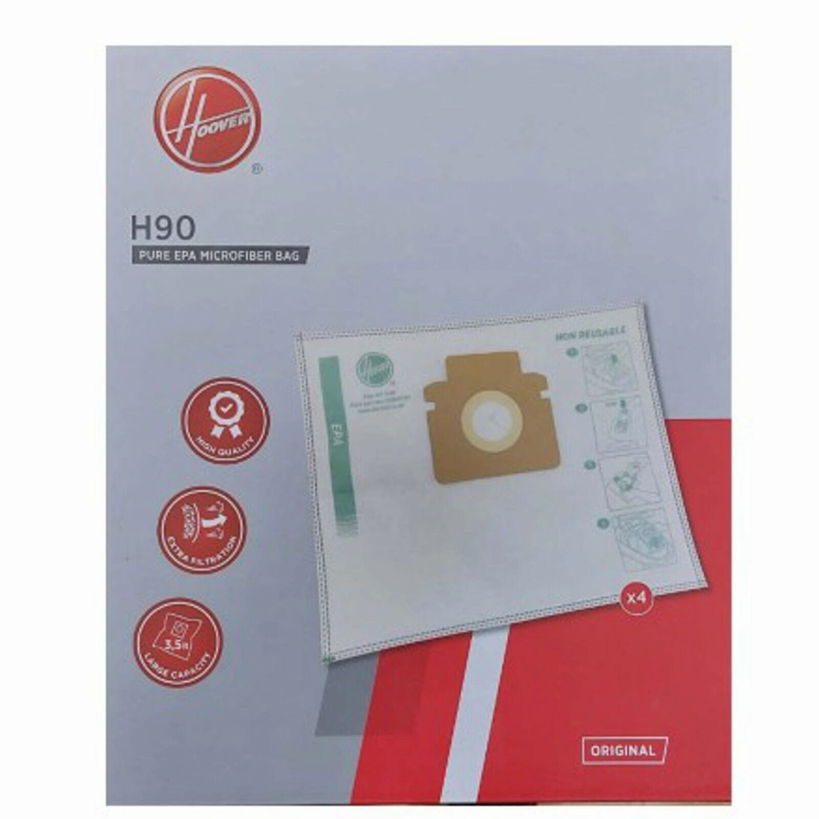 Hoover H90 Vacuum Cleaner Bags H-Energy 300 4 Pieces - White | 35602734