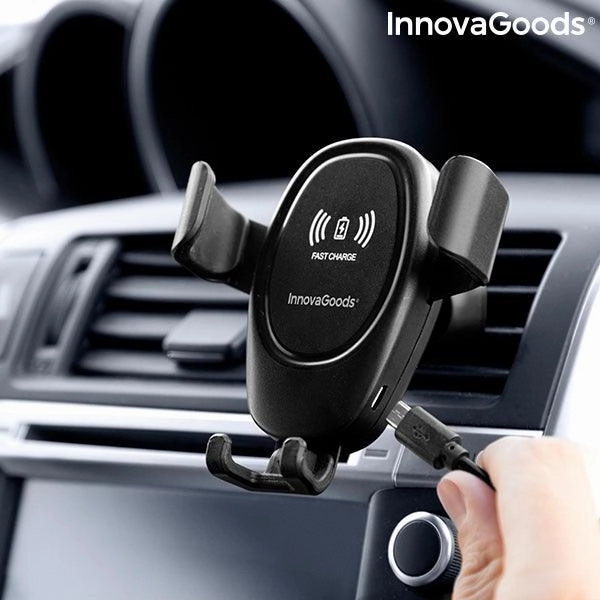 InnovaGoods Wolder Mobile Holder with Wireless Charger - Black | 815974