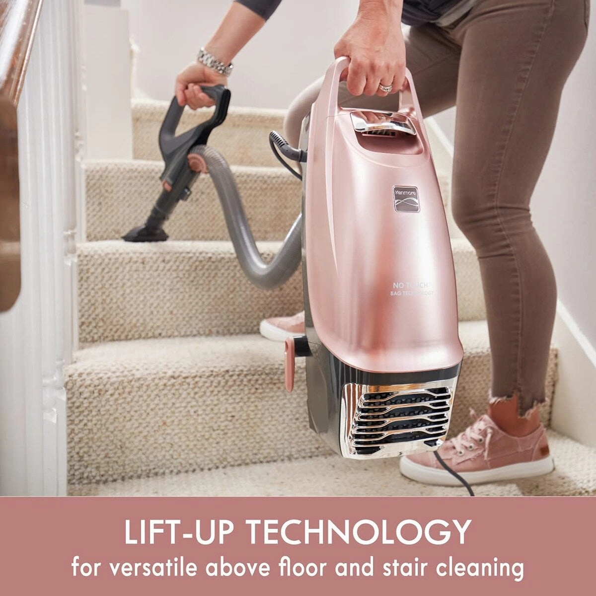 Intuition Bagged Upright Vacuum. liftup Cleaner with Hair Eliminator brushroll. pet Handi-Mate for Carpet. Hard Floor. Rose Gold