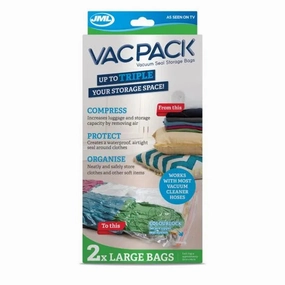 JML Vac Pack Vacuum Seal Storage Bags - Clear (Pack of 2) | A001080