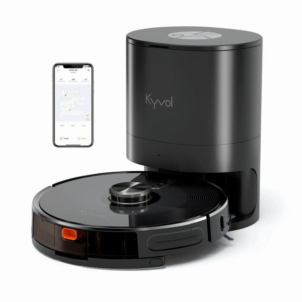 Kyvol Cybovac S31 Smart Laser Robot Vacuum With Self-Emptying Dustbin. Black