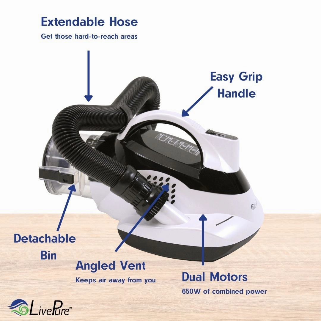 LivePure Ultramite UVC Dust Mite Allergen Handheld Vacuum