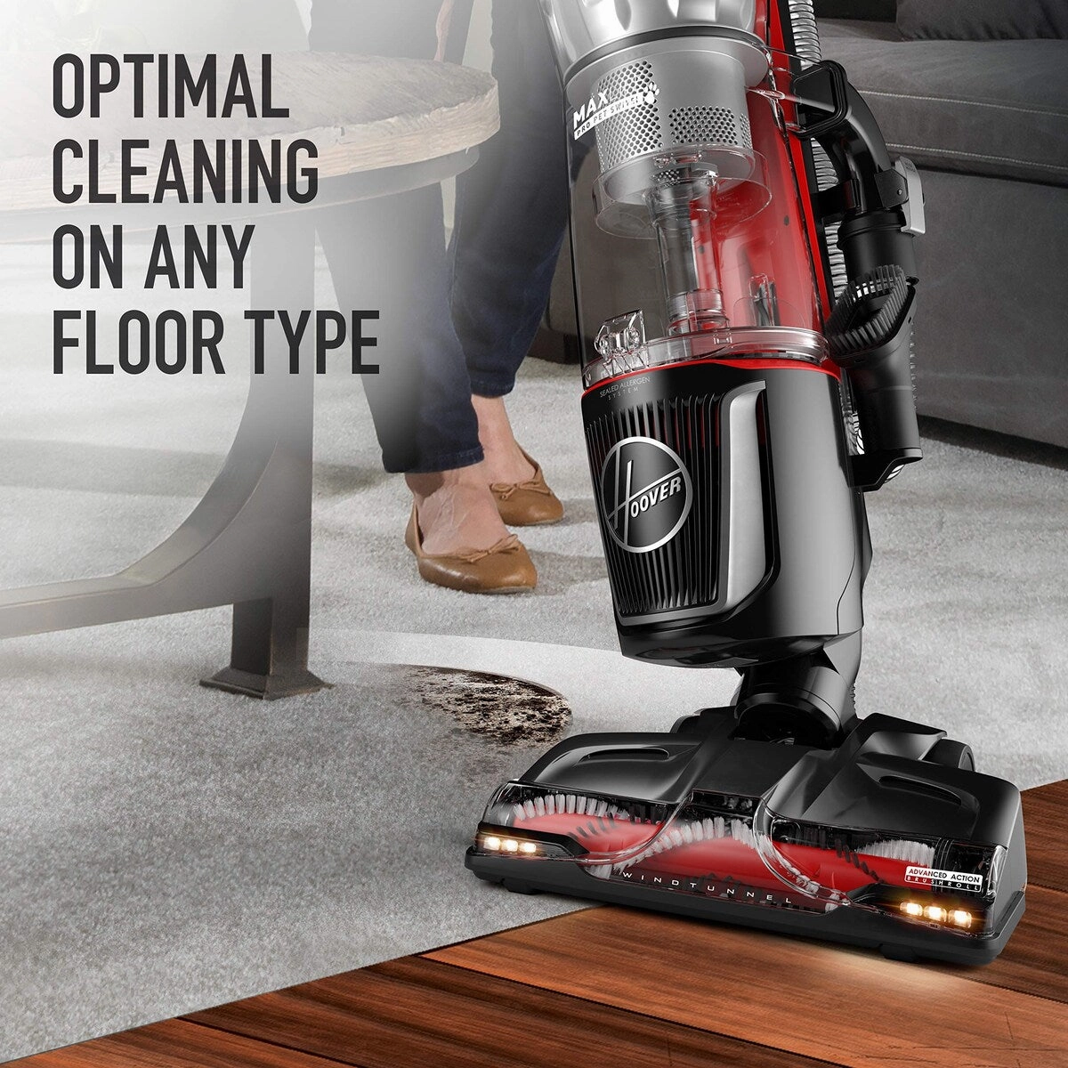 MAXLife Pro Pet Swivel Bagless Upright Vacuum Cleaner. HEPA Media Filtration. For Carpet and Hard Floor. Black