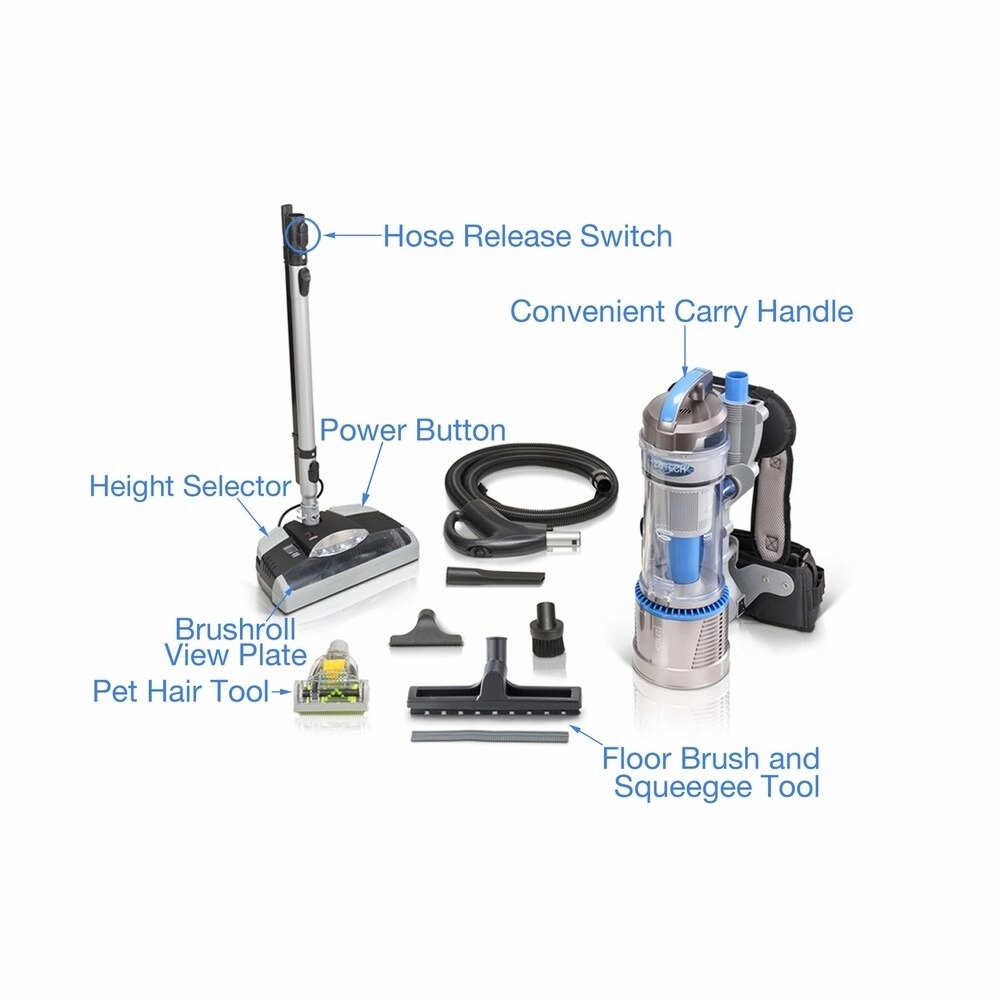 New 2018 Prolux 2.0 Bagless Backpack Vacuum with Electric Power Nozzle for Carpet Cleaning