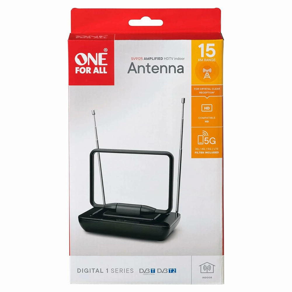 One For All Amplified Indoor TV Antenna - Black | SV9125-5G