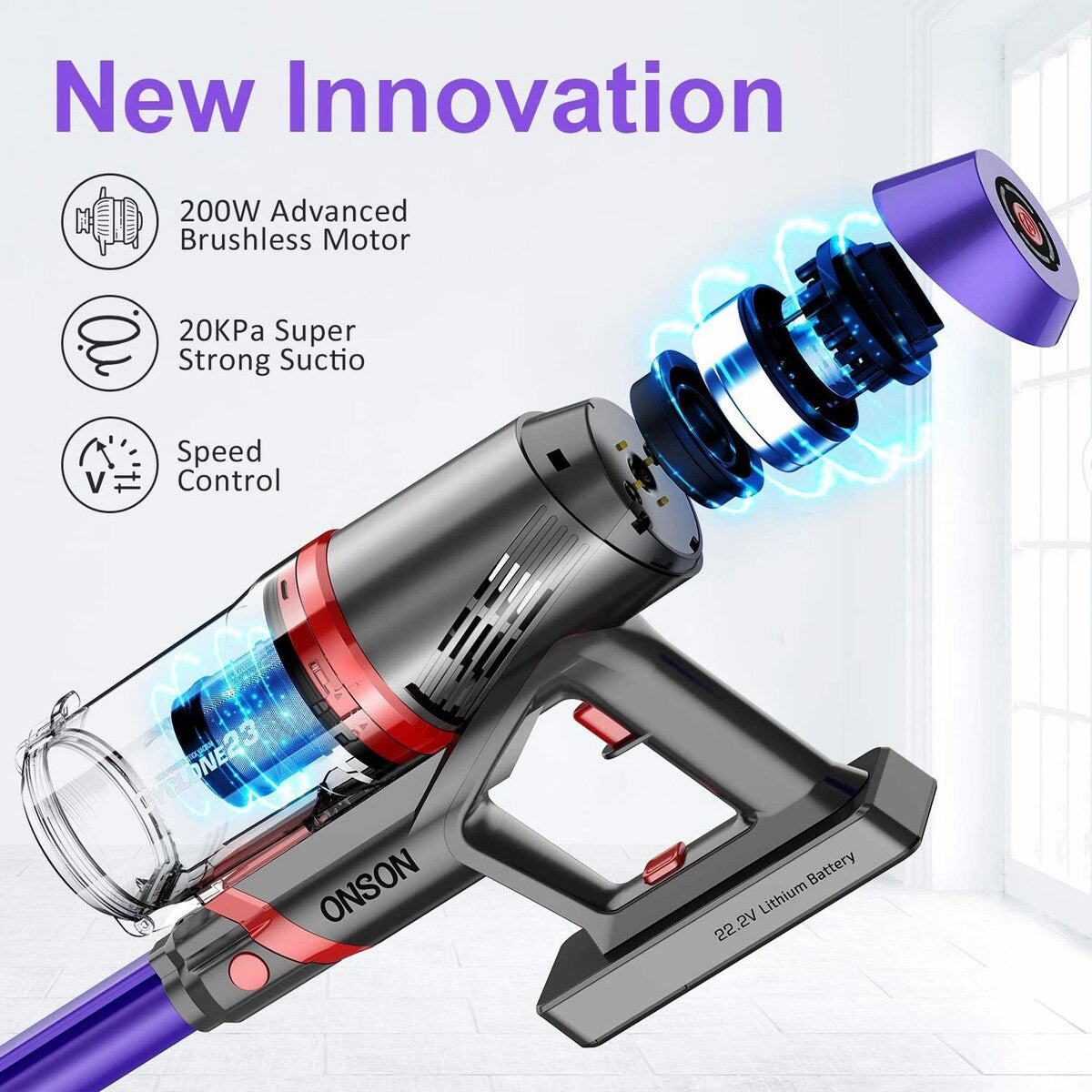 Onson Cordless Stick Vacuum Cleaner