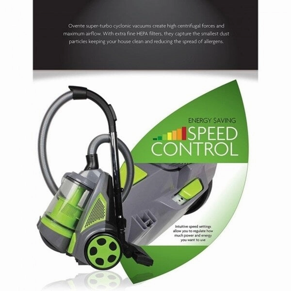 Ovente Bagless Canister Vacuum with HEPA Filtration System. Green (ST2620G)