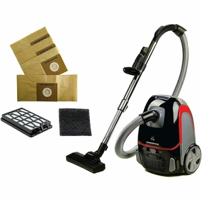 Ovente Electric Canister Vacuum Cleaner. Bonus of Pack of 4 Dust Bags and 1 HEPA Filter. Black ST1600B   ACPST16041