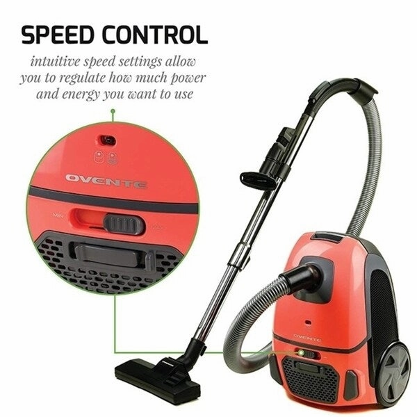 Ovente Electric Canister Vacuum with 2 Speed Control. Orange ST1600C