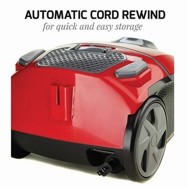 Ovente Electric Canister Vacuum with 2 Speed Control. Red ST1600R